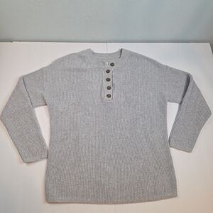 Aerie Grey Oversized Knit Henley Sweater XXS Cozy Slouchy Quarter Button